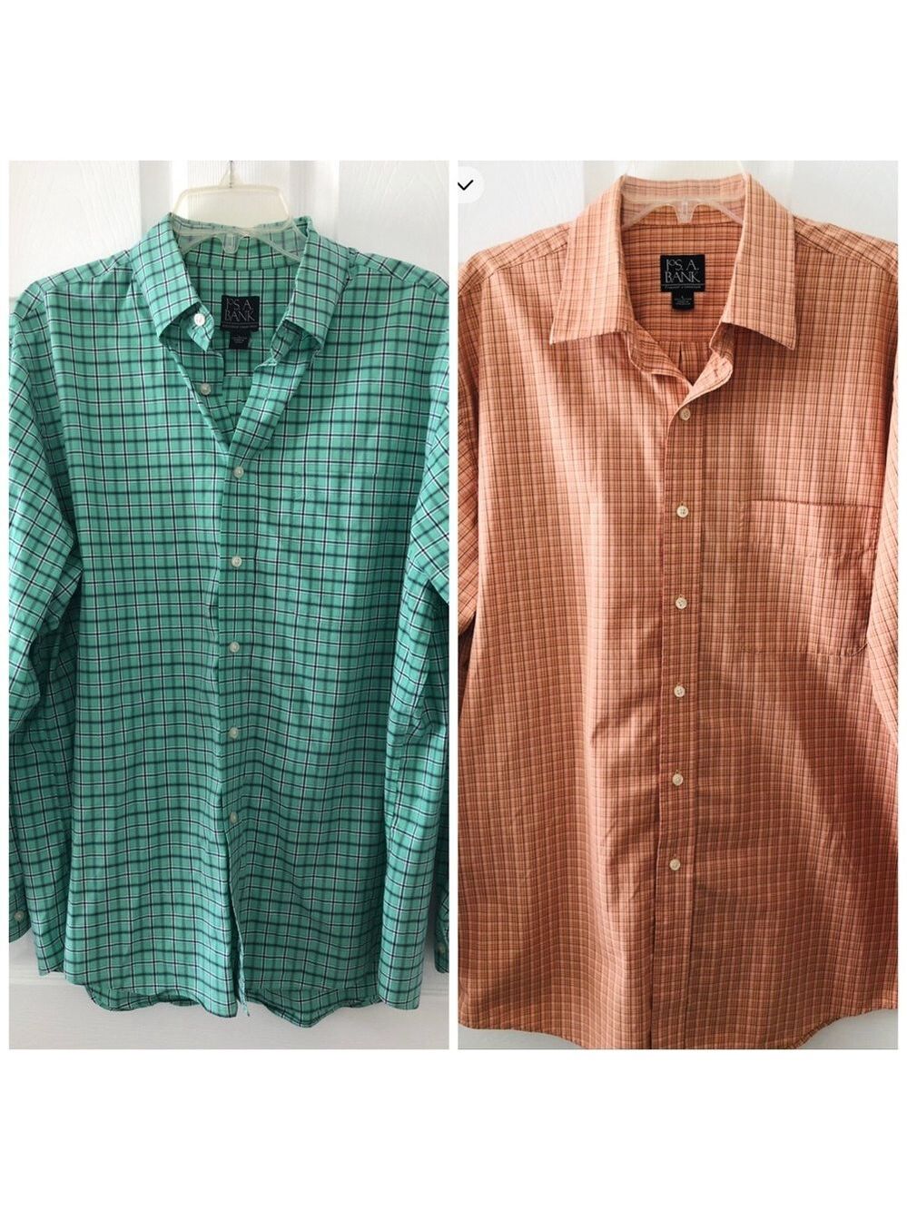 2 Size Large Jos. A. Bank Men's Shirts Executive Collection Cotton Preppy Casual